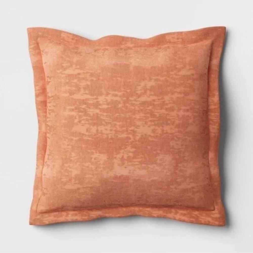 Terracotta Velvet Jacquard Throw Pillow